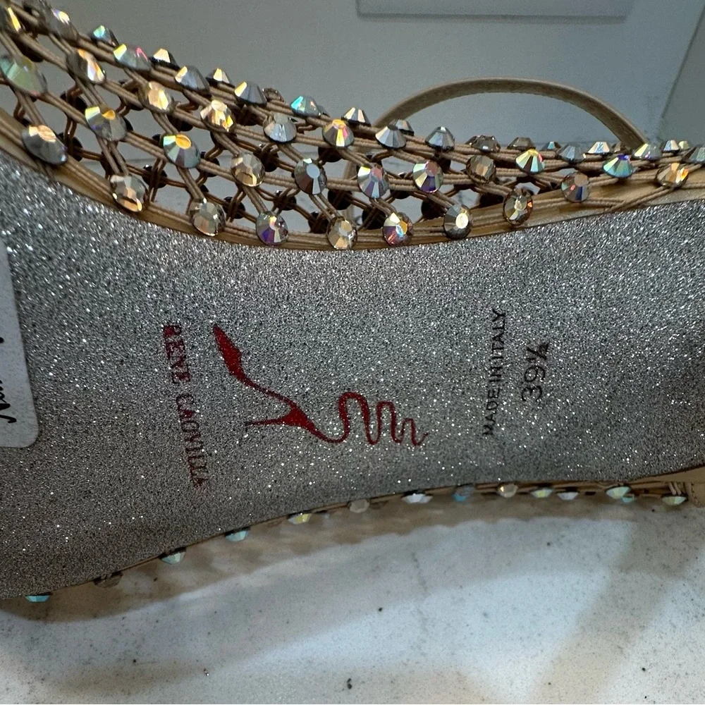 Rene Caovilla gold and Silver Mesh Heels - Picture 4 of 11